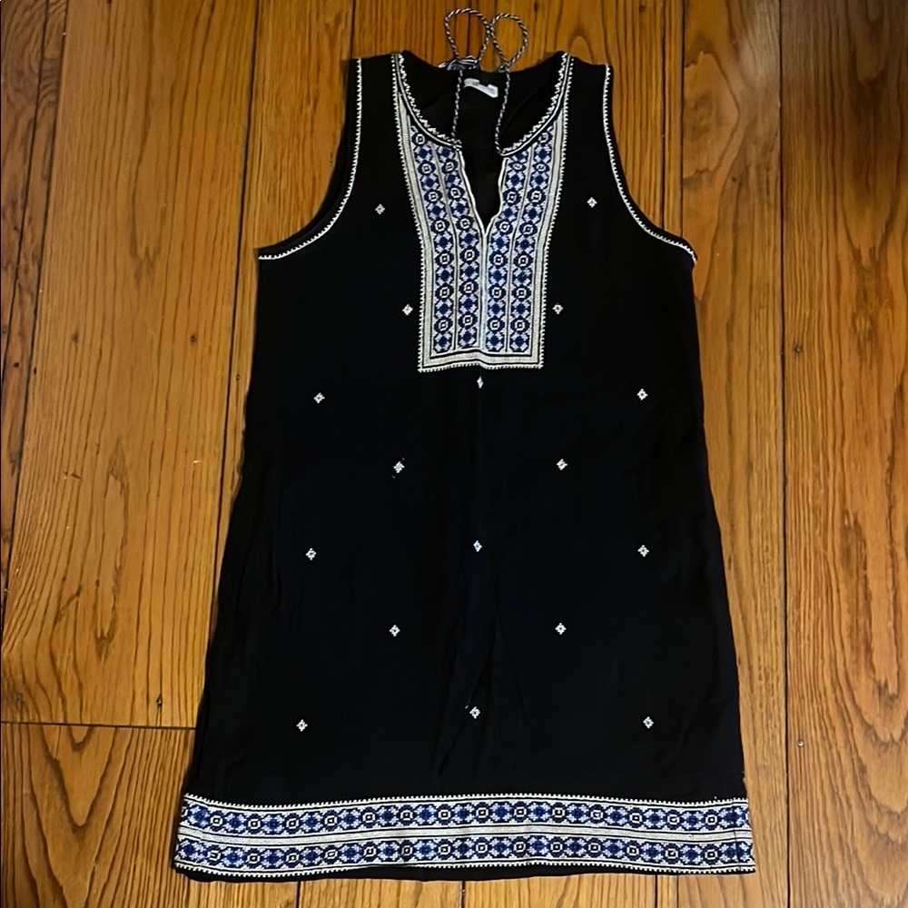 Madewell small navy embroidered boho shift dress